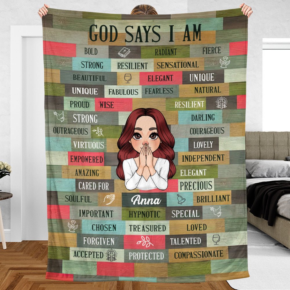 God Says I Am Vintage - Personalized Blanket - Best Gift For Birthday - Giftago