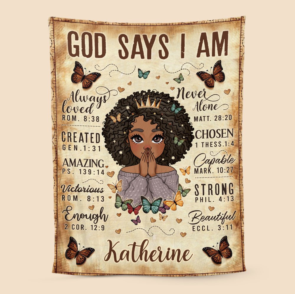 God Says I Am Vintage - Personalized Blanket - Best Gift For Mother, Grandma - Giftago
