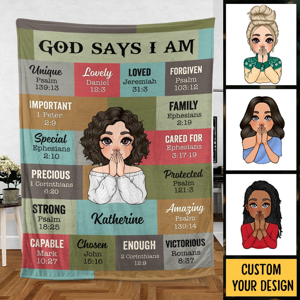 God Says I Am Vintage - Personalized Blanket - Meaningful Gift For Birthday - Giftago