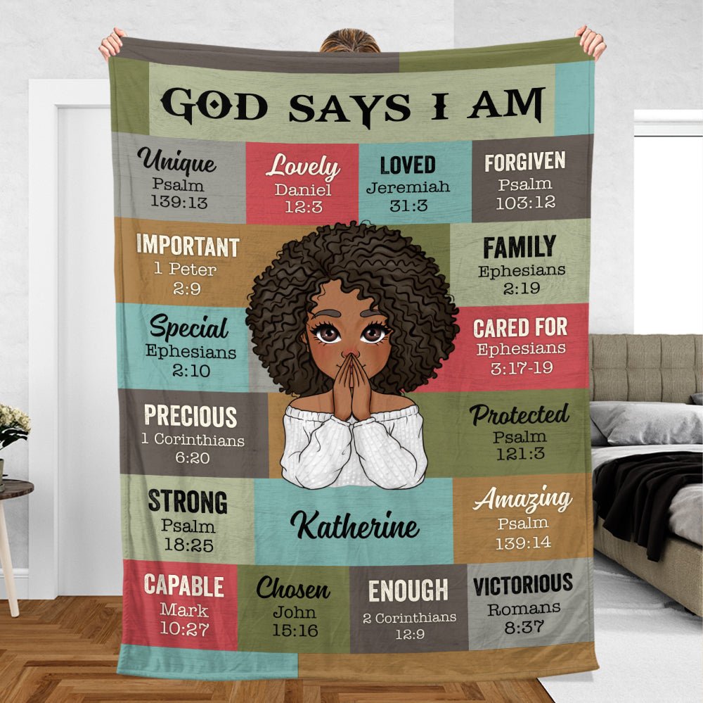 God Says I Am Vintage - Personalized Blanket - Meaningful Gift For Birthday - Giftago