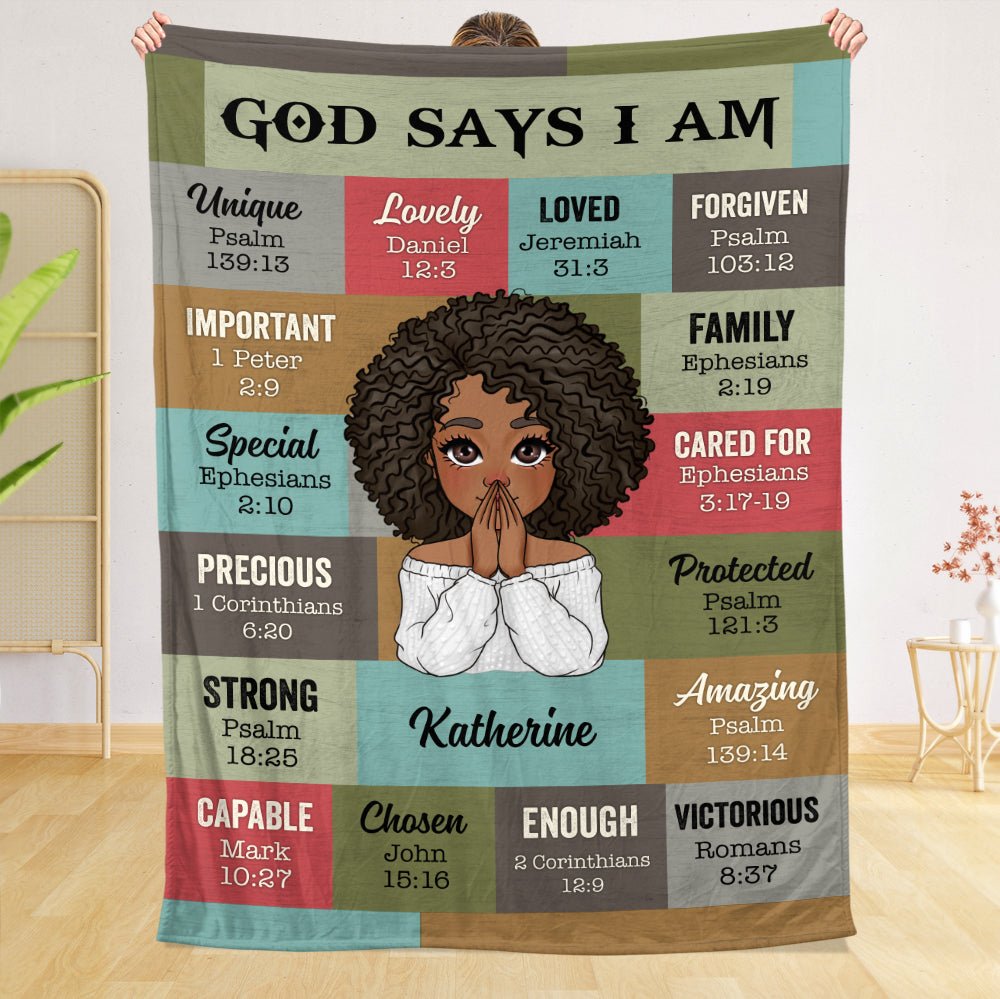 God Says I Am Vintage - Personalized Blanket - Meaningful Gift For Birthday - Giftago