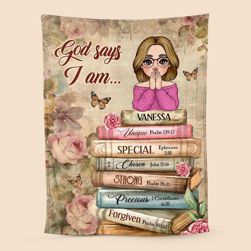 God Says I Am With Books Flowers - Personalized Blanket - Thoughtful Gift For Birthday - Giftago