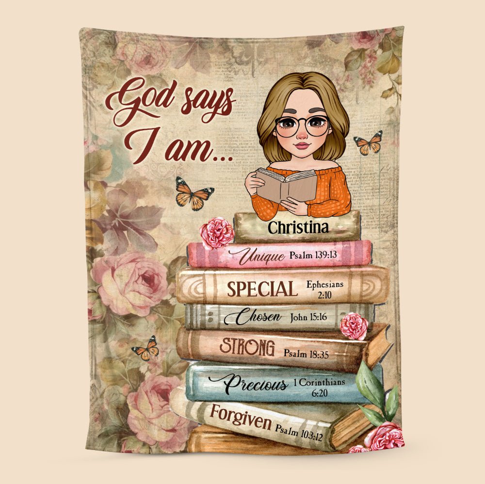 God Says I Am With Books - Personalized Blanket - Thoughtful Gift For Birthday - Giftago