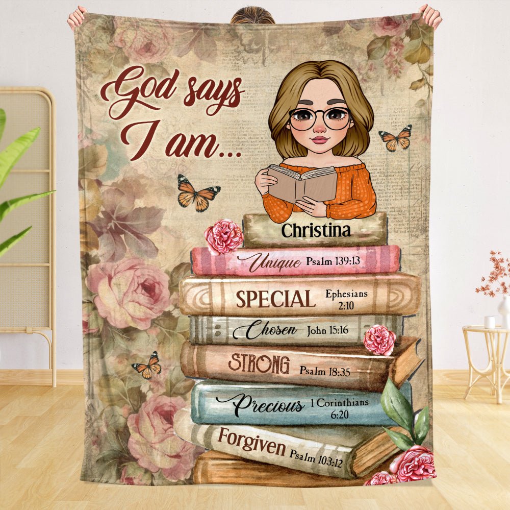 God Says I Am With Books - Personalized Blanket - Thoughtful Gift For Birthday - Giftago