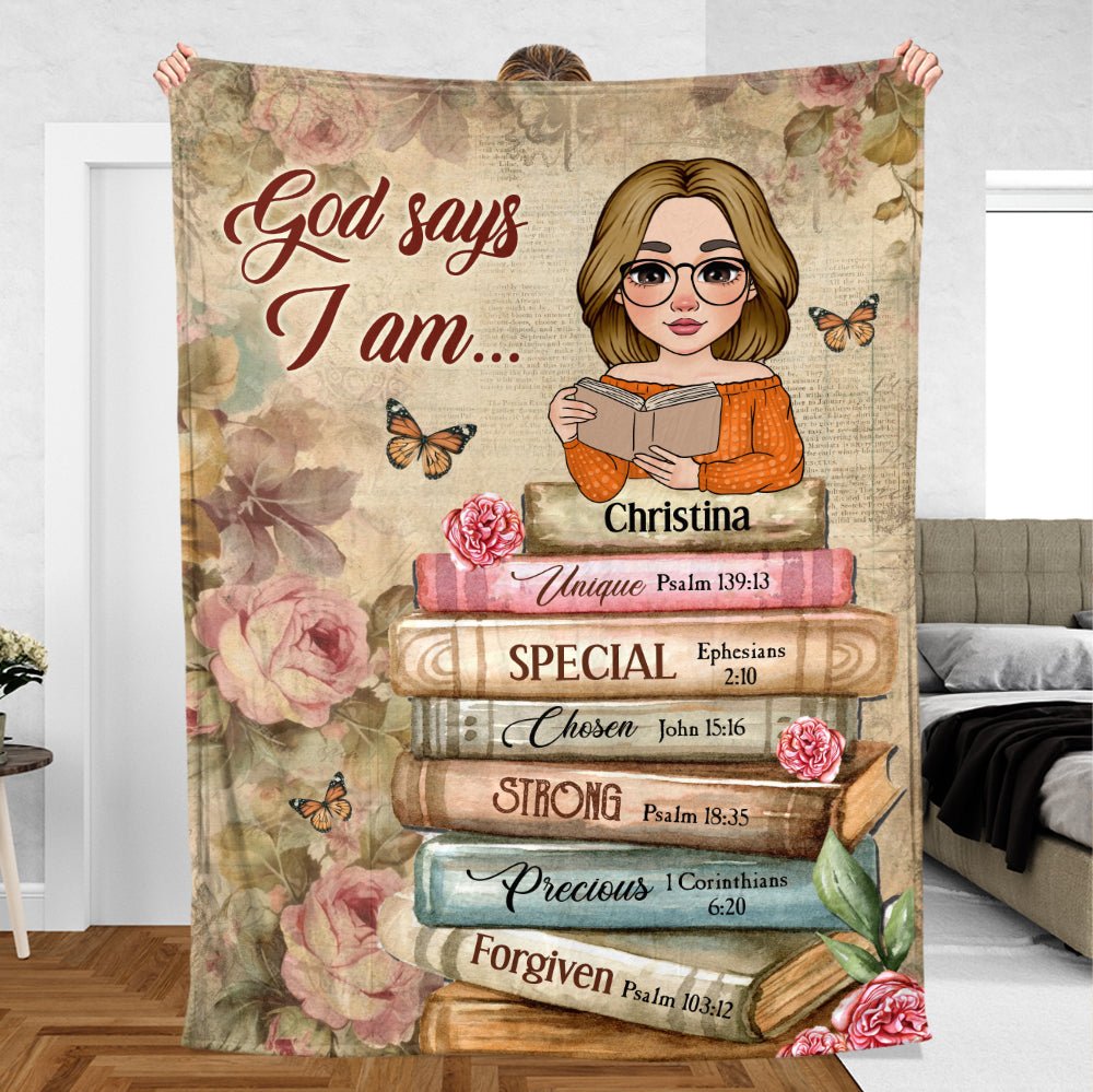 God Says I Am With Books - Personalized Blanket - Thoughtful Gift For Birthday - Giftago