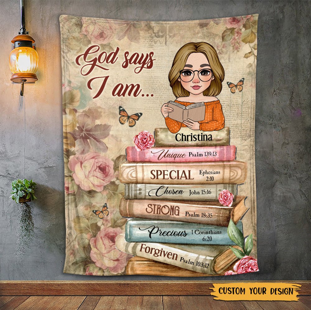 God Says I Am With Books - Personalized Blanket - Thoughtful Gift For Birthday - Giftago