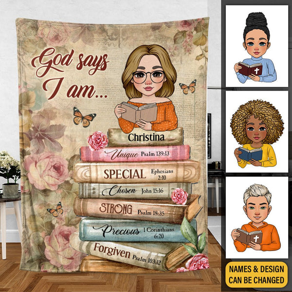 God Says I Am With Books - Personalized Blanket - Thoughtful Gift For Birthday - Giftago