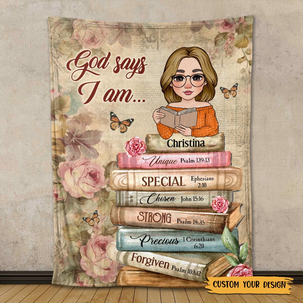 God Says I Am With Books - Personalized Blanket - Thoughtful Gift For Birthday - Giftago