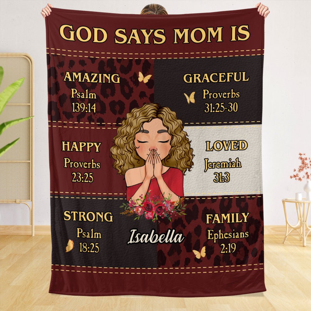 God Says Mom Is Red - Personalized Blanket - Best Gift For Mother, For Grandma - Giftago