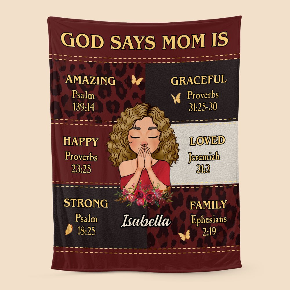 God Says Mom Is Red - Personalized Blanket - Best Gift For Mother, For Grandma - Giftago