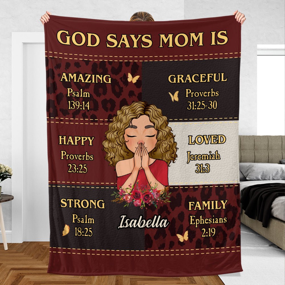 God Says Mom Is Red - Personalized Blanket - Best Gift For Mother, For Grandma - Giftago