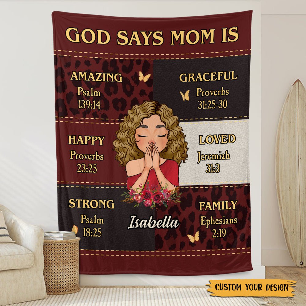God Says Mom Is Red - Personalized Blanket - Best Gift For Mother, For Grandma - Giftago