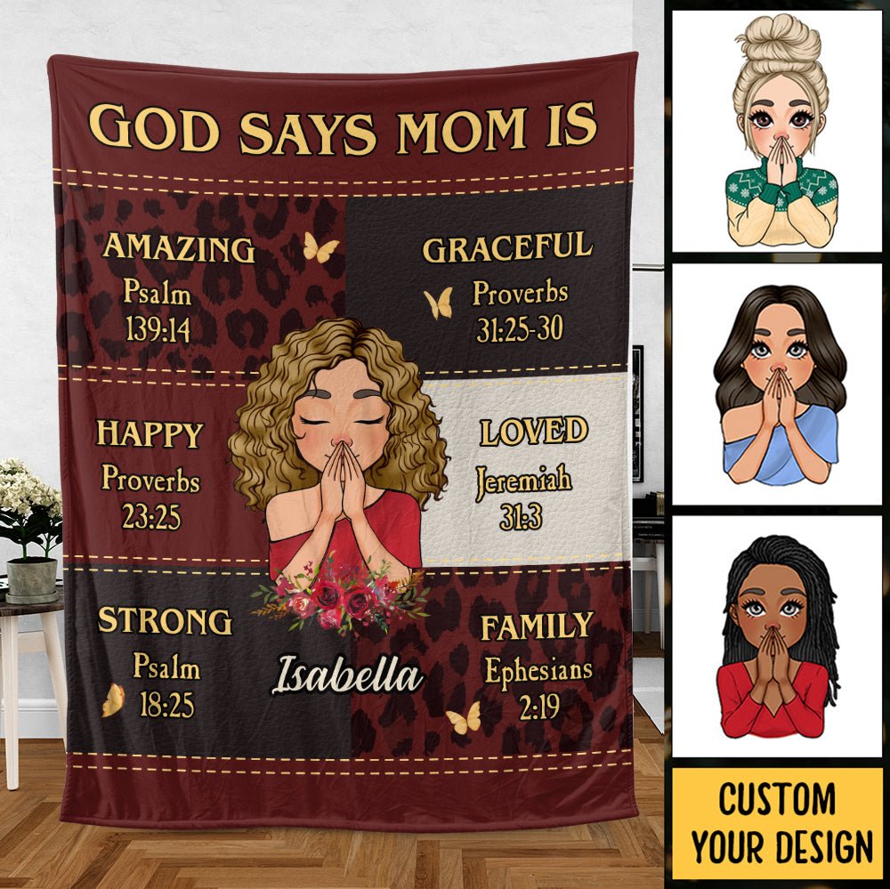 God Says Mom Is Red - Personalized Blanket - Best Gift For Mother, For Grandma - Giftago