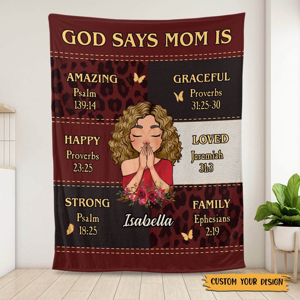 God Says Mom Is Red - Personalized Blanket - Best Gift For Mother, For Grandma - Giftago