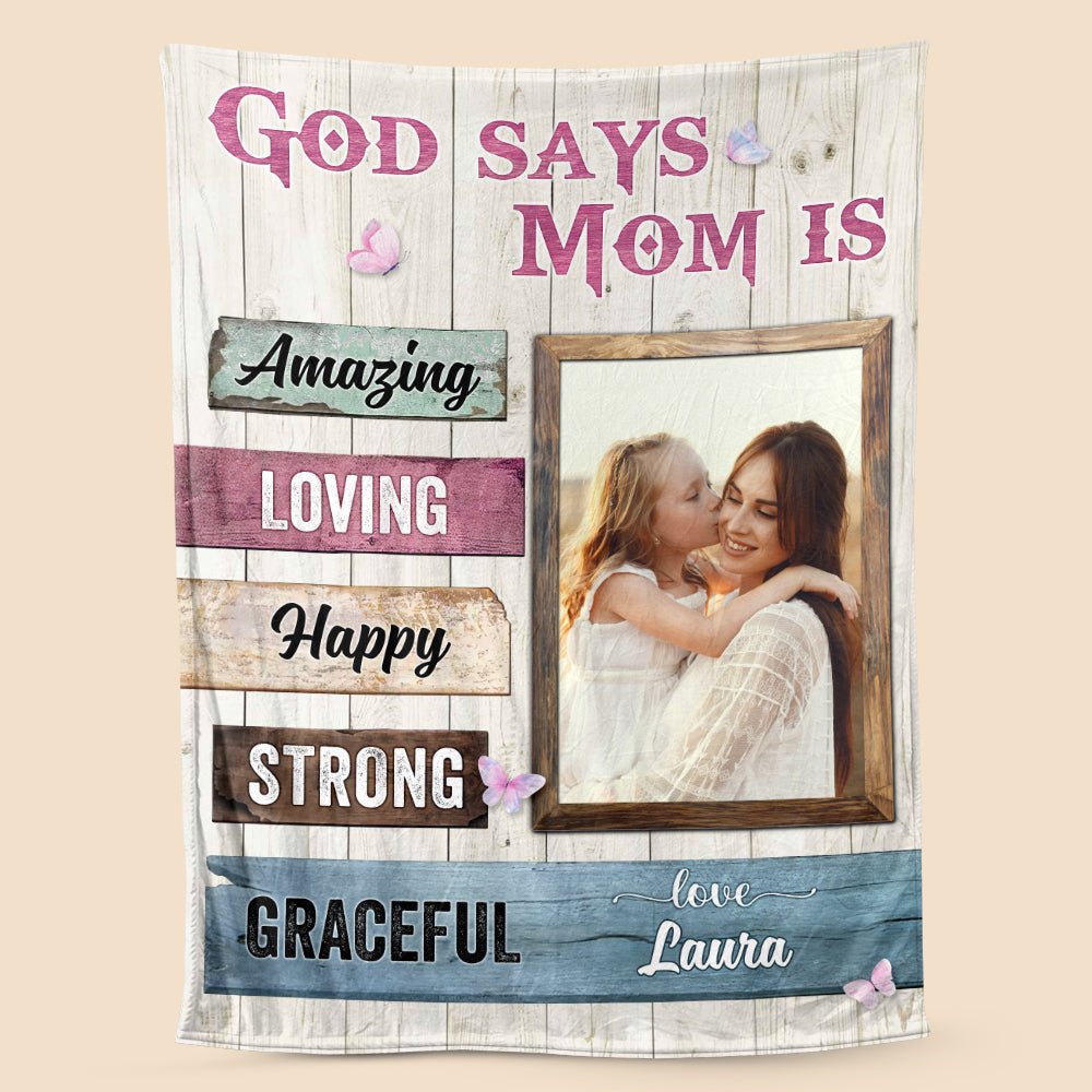 God Says Mom - Personalized Blanket - Best Gift For Mother, Grandma - Giftago