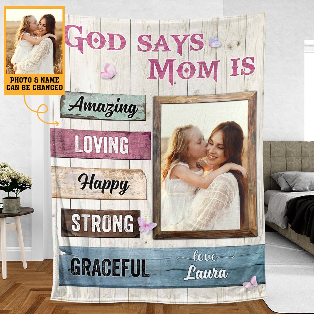 God Says Mom - Personalized Blanket - Best Gift For Mother, Grandma - Giftago