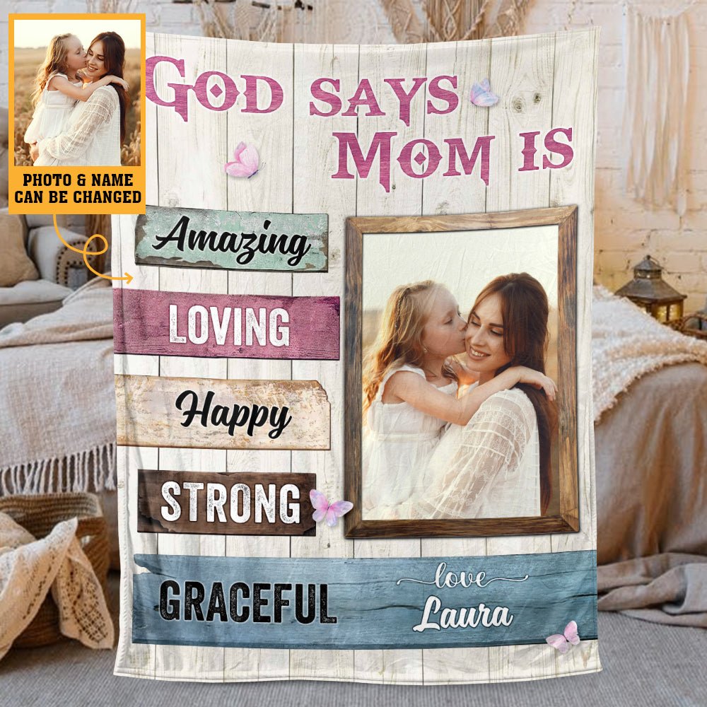 God Says Mom - Personalized Blanket - Best Gift For Mother, Grandma - Giftago
