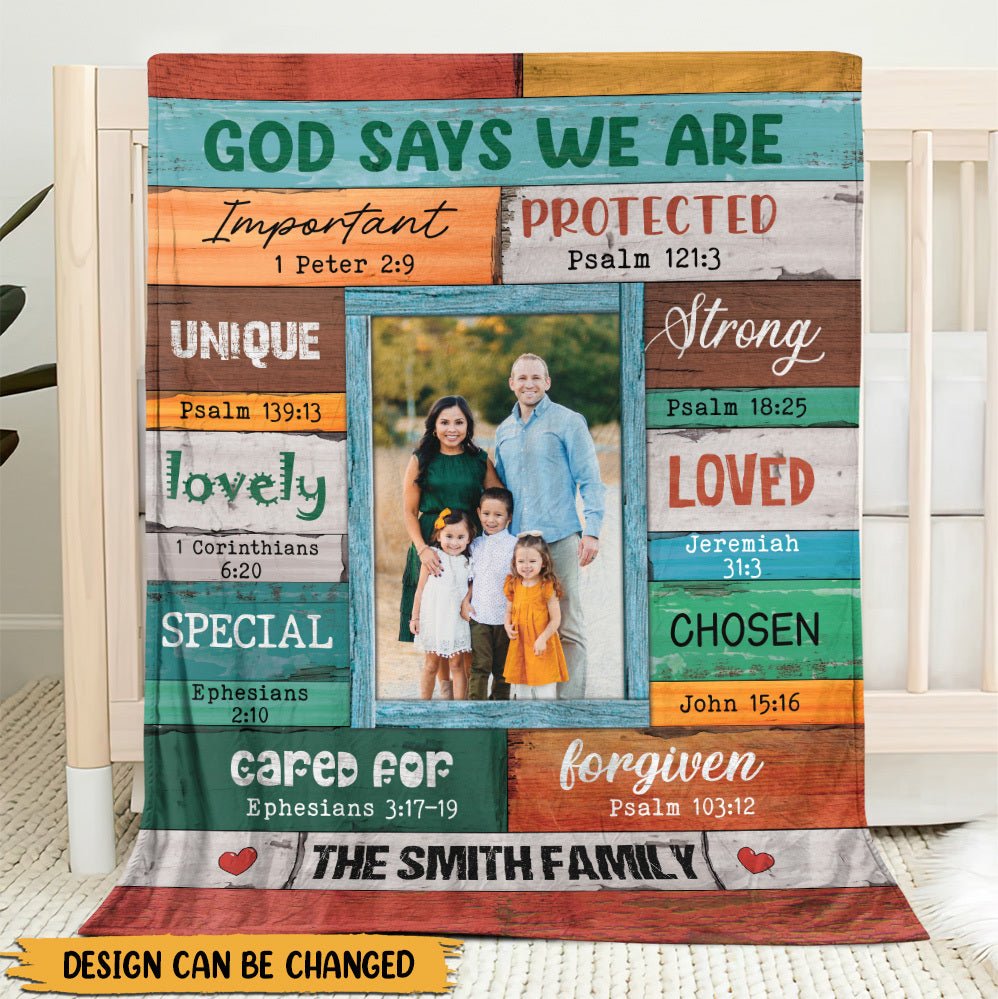 God Says We Are Family Photo (Version 2) - Personalized Blanket - Meaningful Gift For Birthday - Giftago