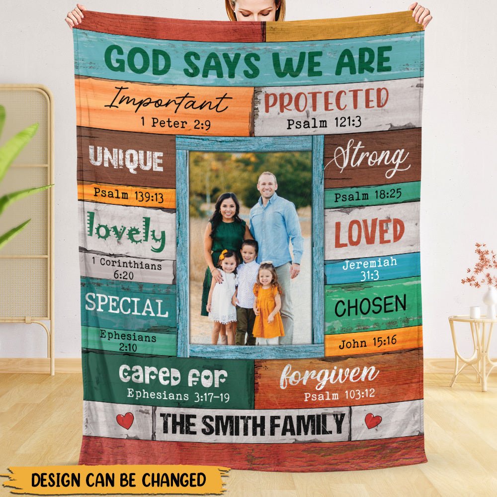 God Says We Are Family Photo (Version 2) - Personalized Blanket - Meaningful Gift For Birthday - Giftago