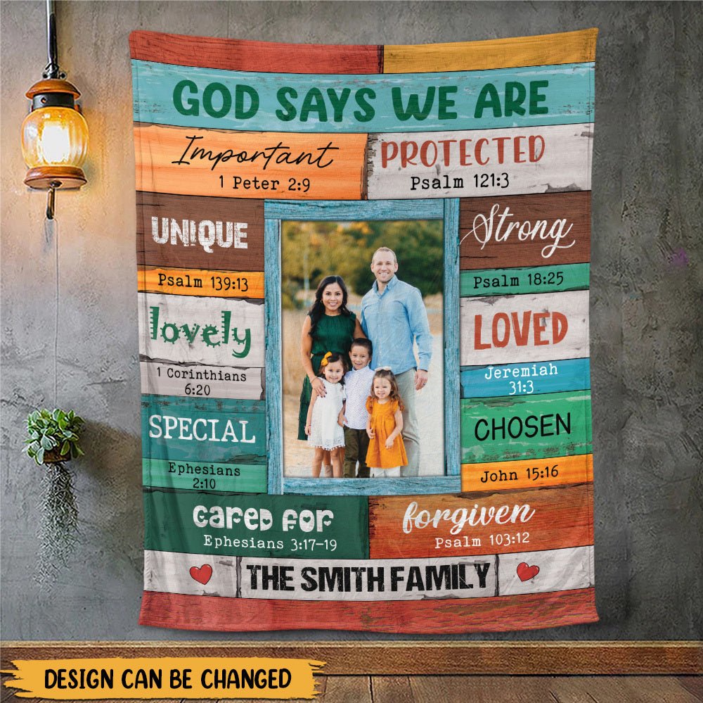 God Says We Are Family Photo (Version 2) - Personalized Blanket - Meaningful Gift For Birthday - Giftago