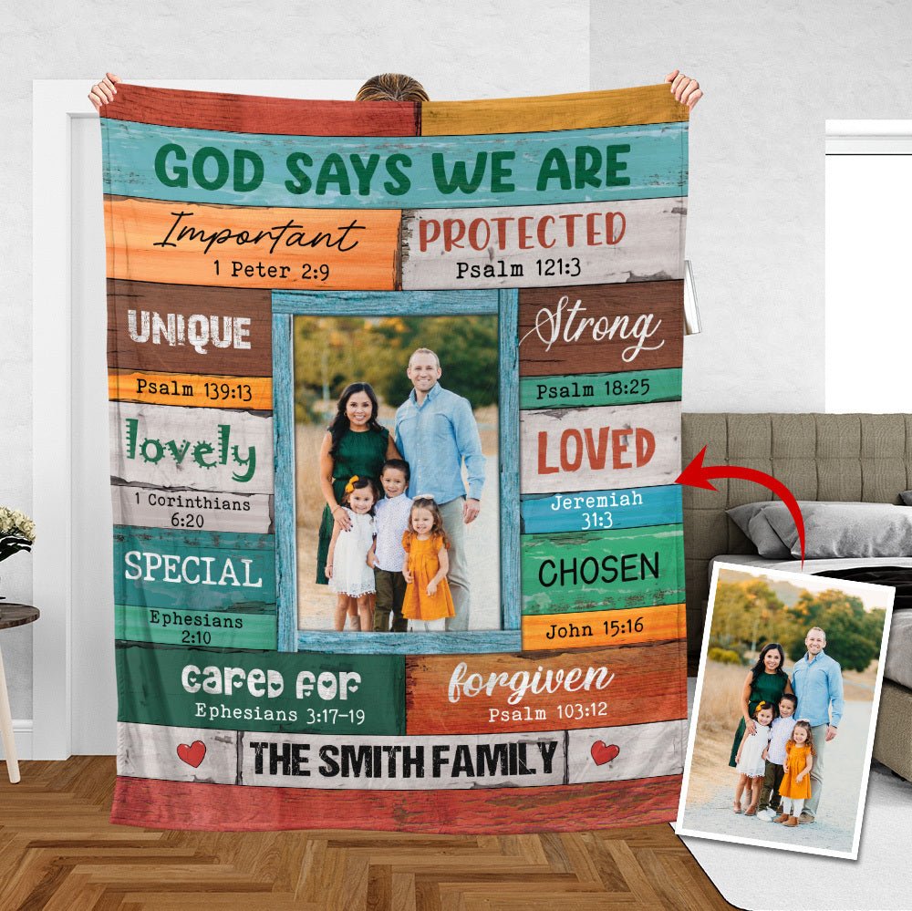 God Says We Are Family Photo (Version 2) - Personalized Blanket - Meaningful Gift For Birthday - Giftago