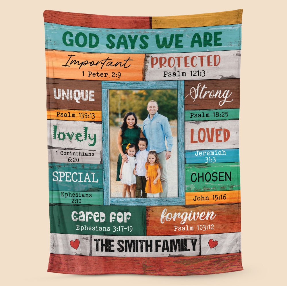 God Says We Are Family Photo (Version 2) - Personalized Blanket - Meaningful Gift For Birthday - Giftago