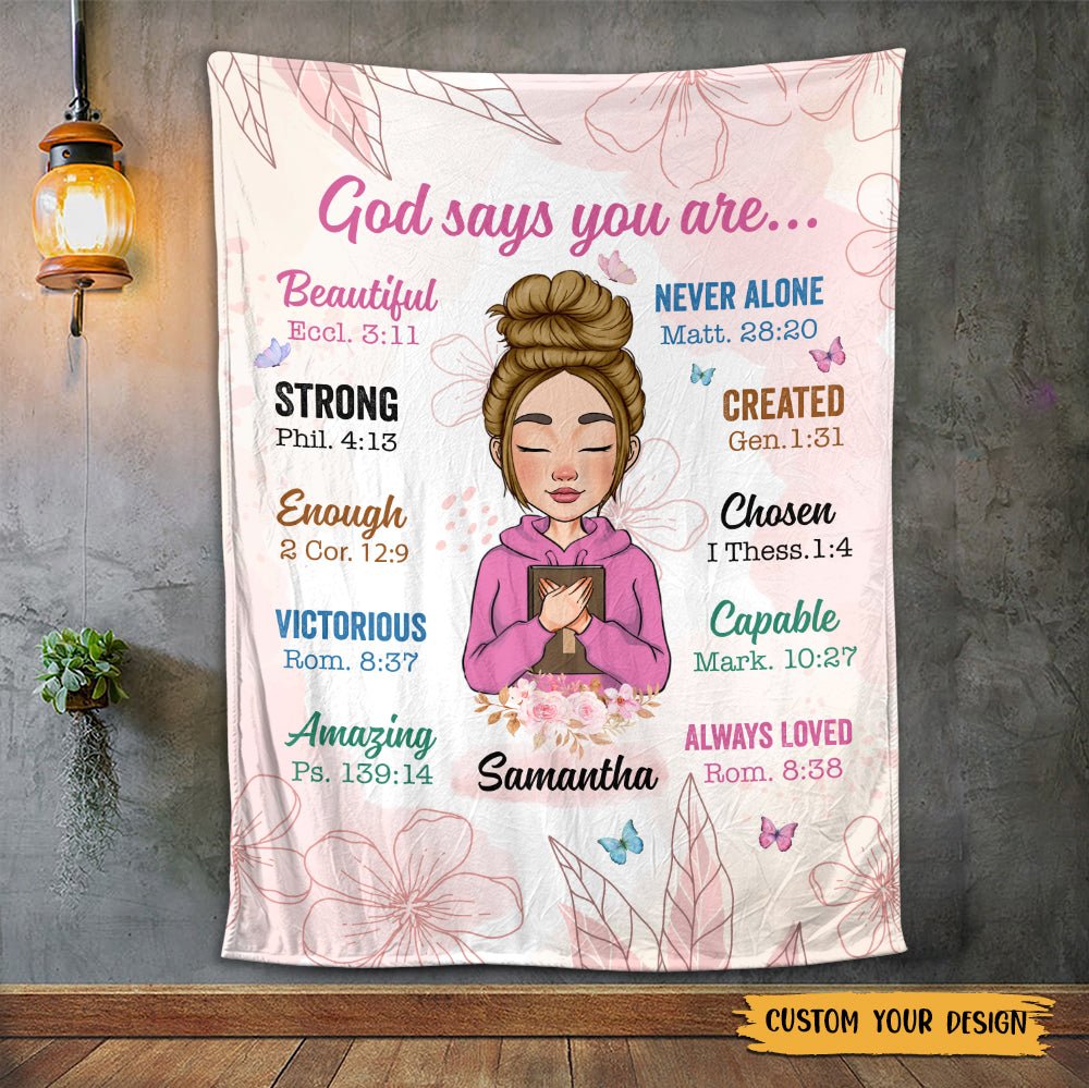 God Says You Are - Personalized Blanket - Best Gift For Mom, Daughter, Sister, Friend, Wife - Giftago