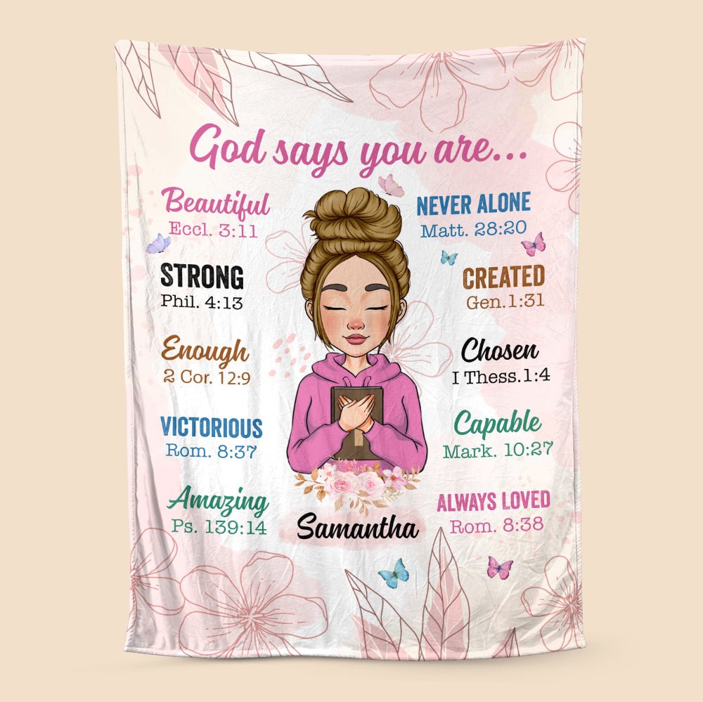 God Says You Are - Personalized Blanket - Best Gift For Mom, Daughter, Sister, Friend, Wife - Giftago