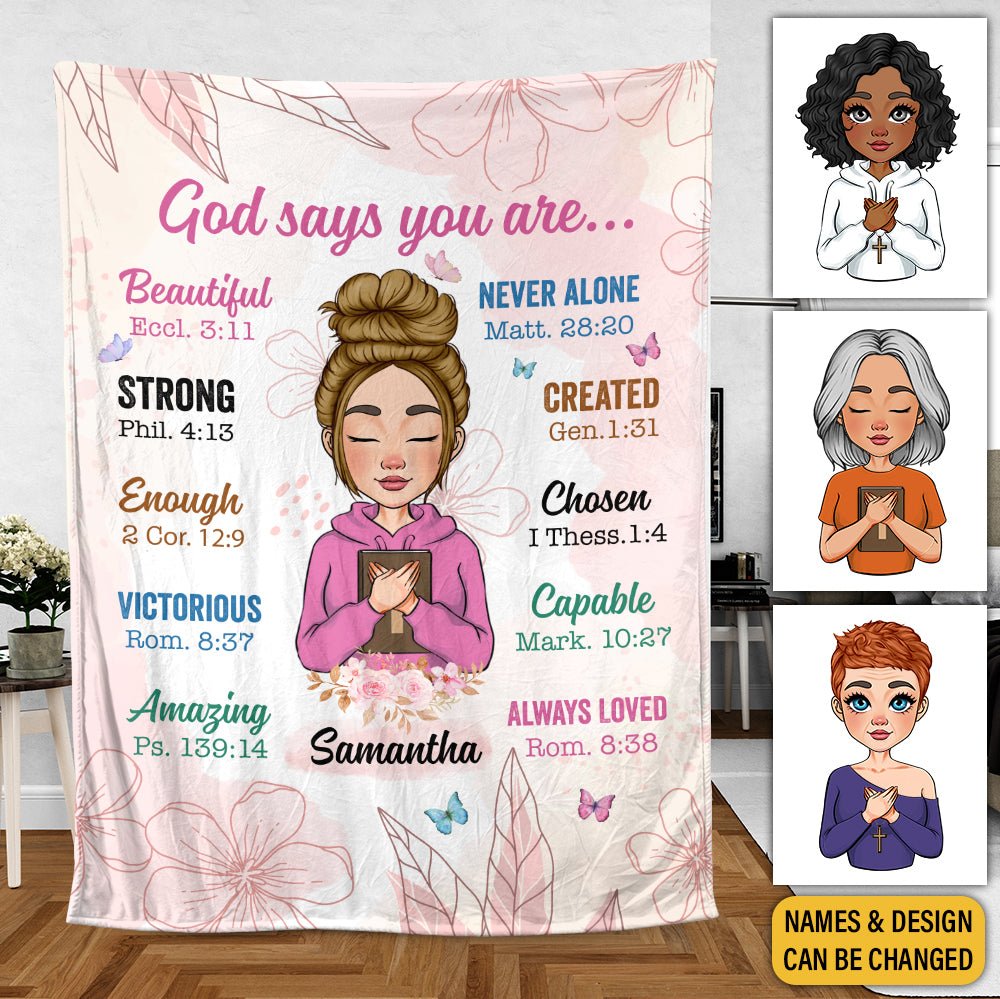 God Says You Are - Personalized Blanket - Best Gift For Mom, Daughter, Sister, Friend, Wife - Giftago