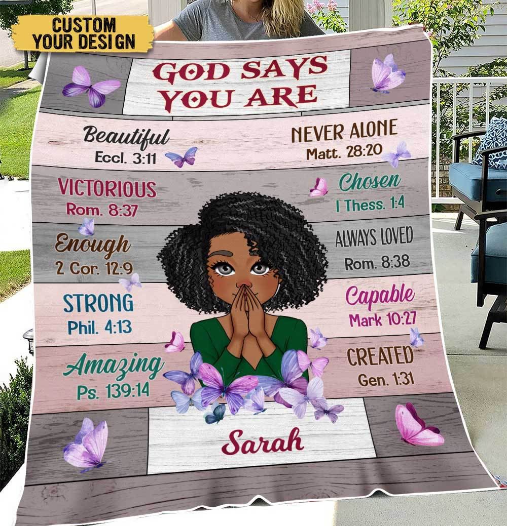 God Says You Are - Personalized Blanket - Best Gift For Mother, Grandma - Giftago