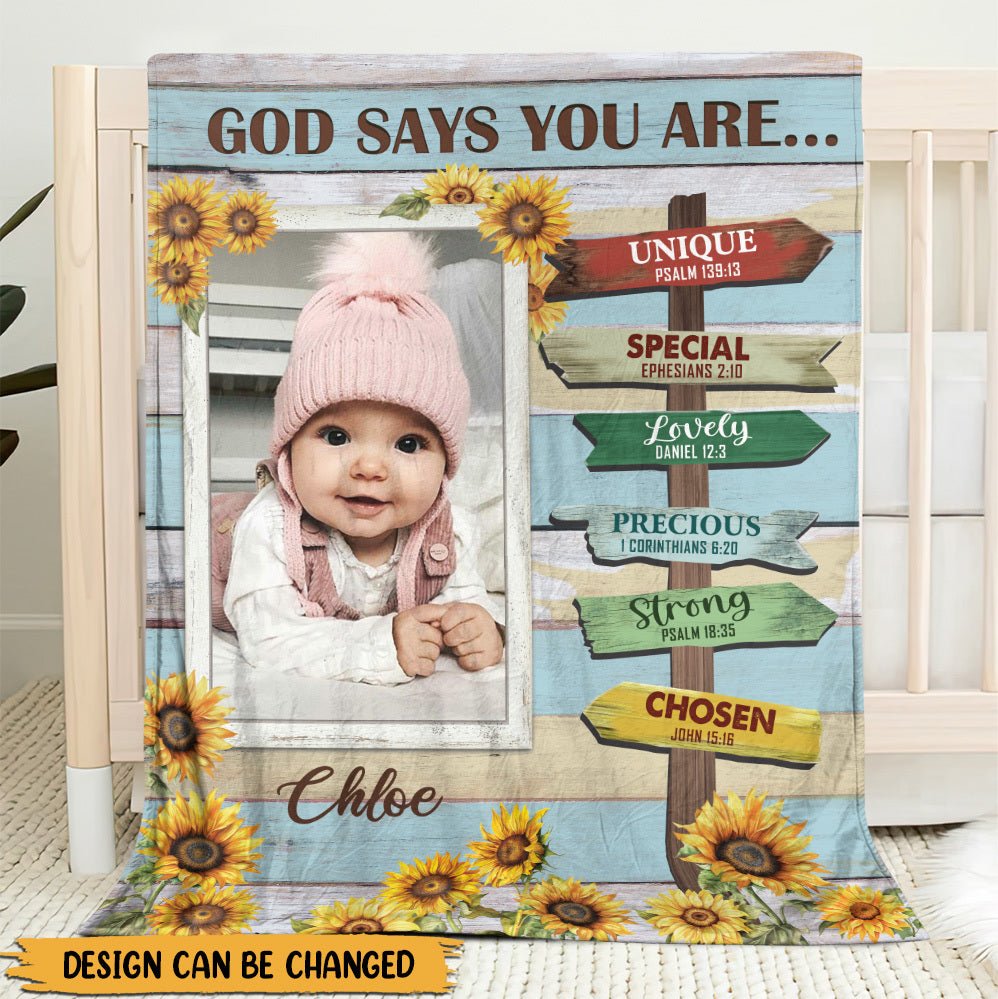 God Says You Are Photo - Personalized Blanket - Best Gift For Daughter, Granddaughter, Son, Grandson - Giftago