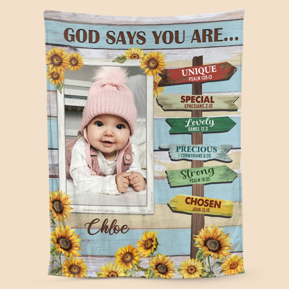 God Says You Are Photo - Personalized Blanket - Best Gift For Daughter, Granddaughter, Son, Grandson - Giftago