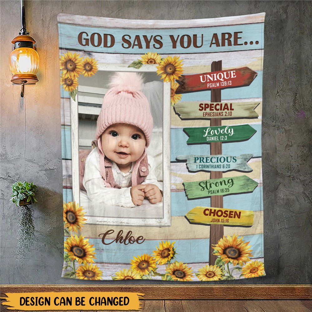 God Says You Are Photo - Personalized Blanket - Best Gift For Daughter, Granddaughter, Son, Grandson - Giftago