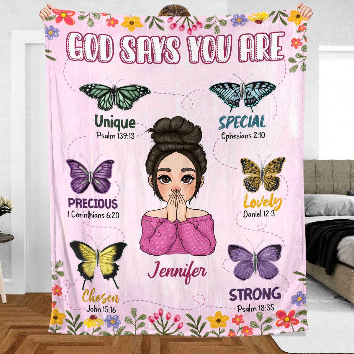 God Says You Are Pink - Personalized Blanket - Meaningful Gift For Birthday - Giftago