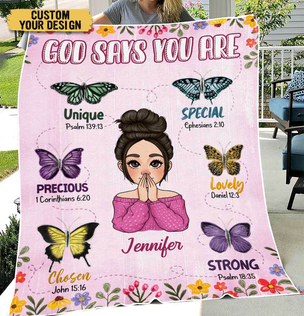 God Says You Are Pink - Personalized Blanket - Meaningful Gift For Birthday - Giftago