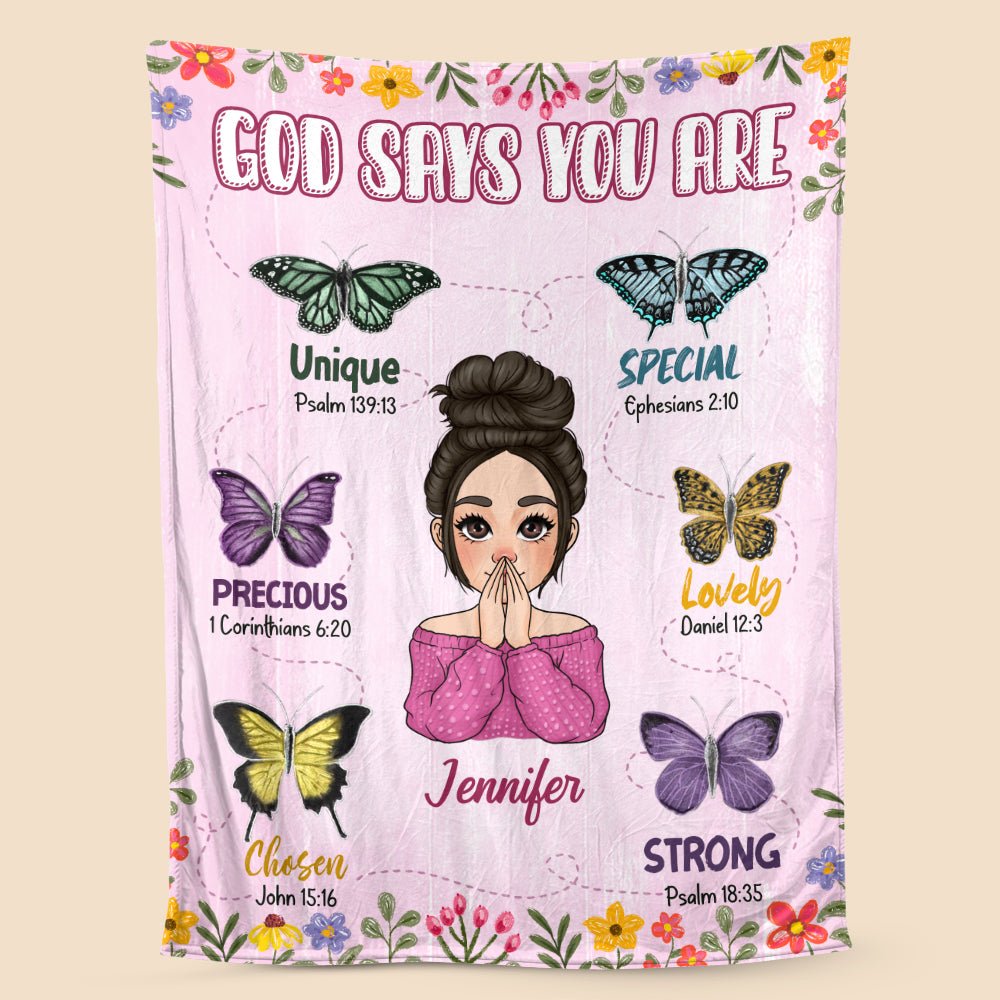 God Says You Are Pink - Personalized Blanket - Meaningful Gift For Birthday - Giftago