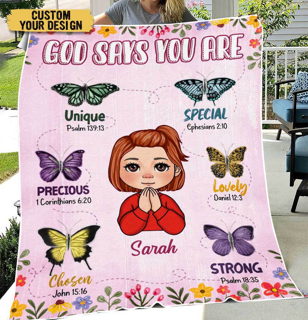 God Says You Are Pink - Personalized Blanket - Meaningful Gift For Birthday - Giftago