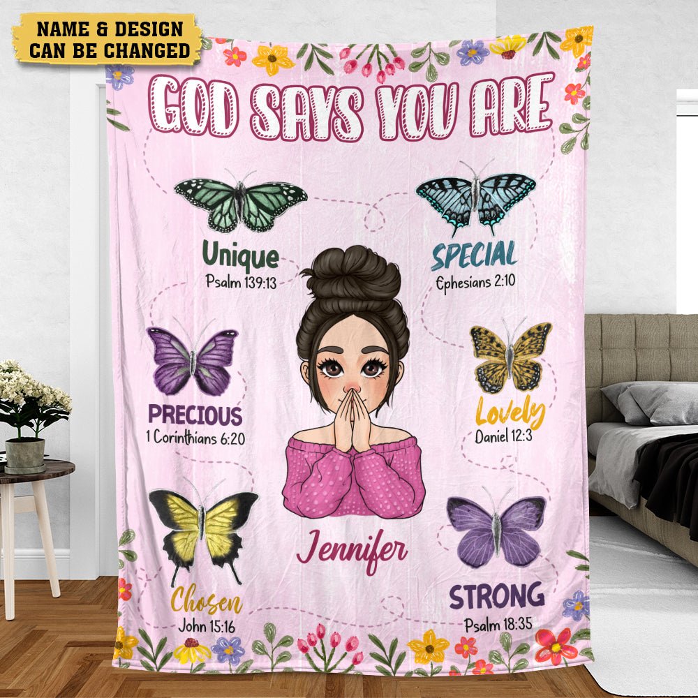 God Says You Are Pink - Personalized Blanket - Meaningful Gift For Birthday - Giftago