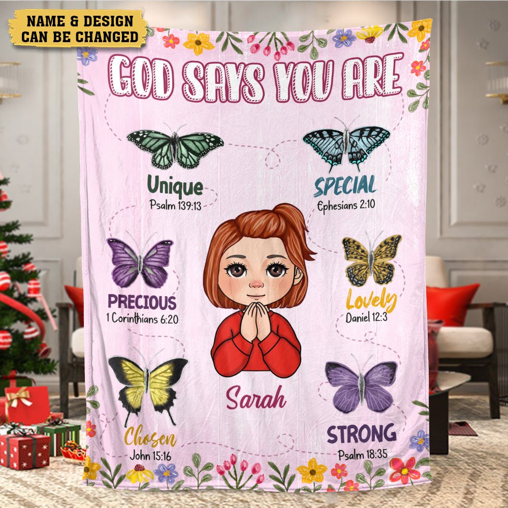 God Says You Are Pink - Personalized Blanket - Meaningful Gift For Birthday - Giftago