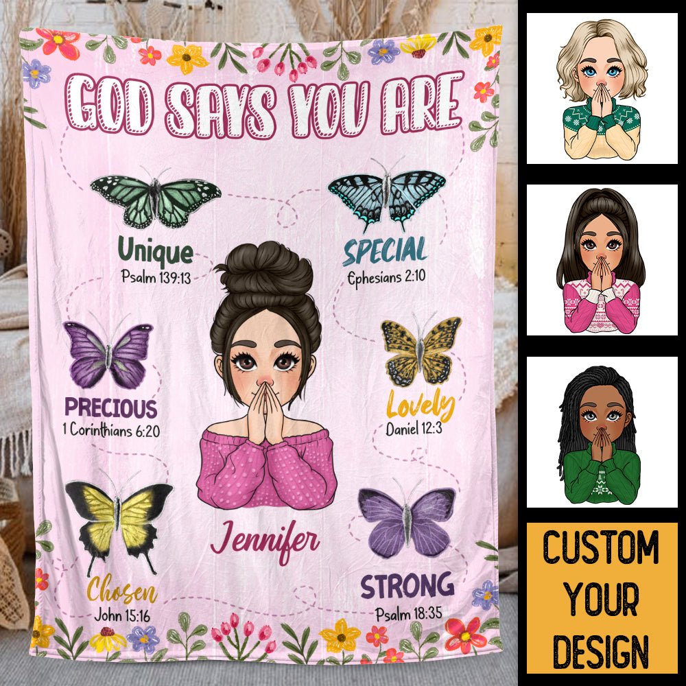 God Says You Are Pink - Personalized Blanket - Meaningful Gift For Birthday - Giftago