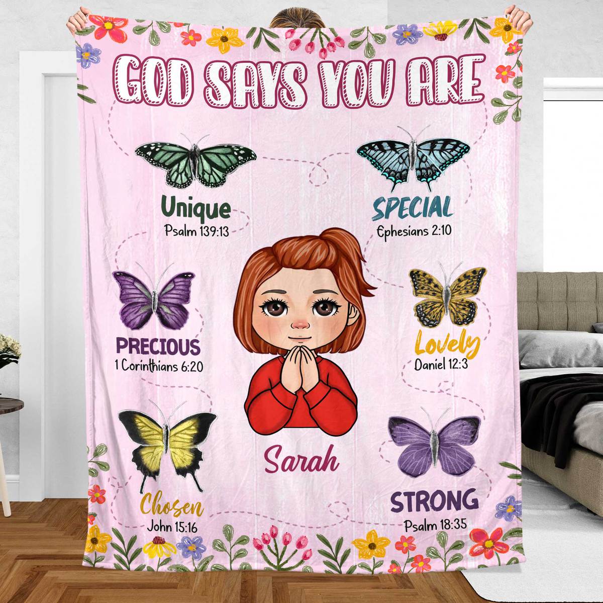 God Says You Are Pink - Personalized Blanket - Meaningful Gift For Birthday - Giftago