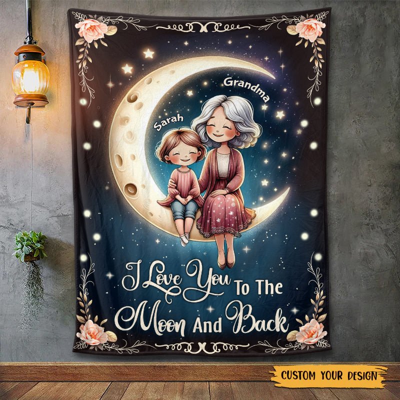 Grandma and Grandkid Custom Name - Personalized Blanket - Meaningful Gift For Birthday - Giftago