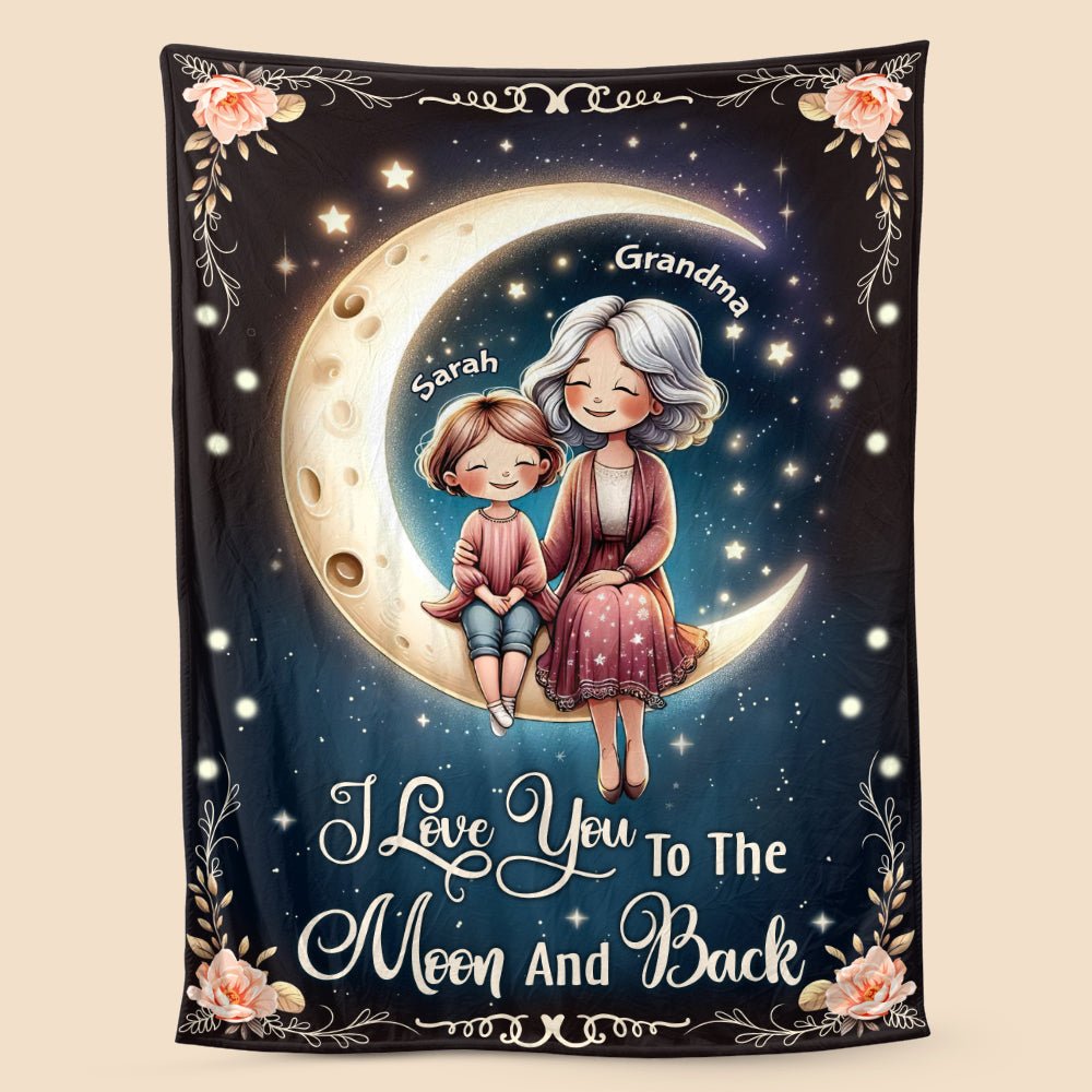 Grandma and Grandkid Custom Name - Personalized Blanket - Meaningful Gift For Birthday - Giftago