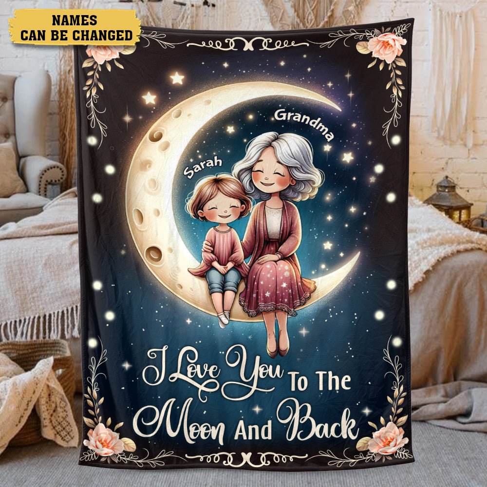 Grandma and Grandkid Custom Name - Personalized Blanket - Meaningful Gift For Birthday - Giftago
