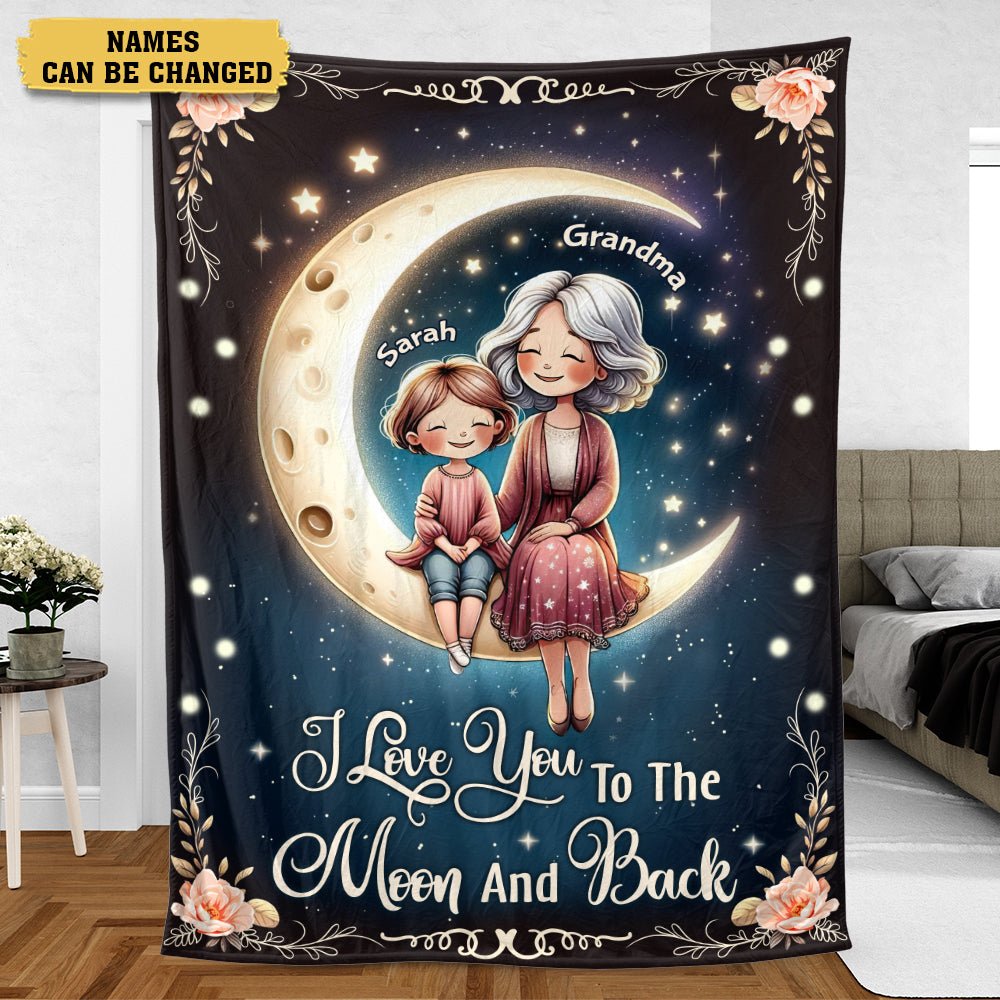 Grandma and Grandkid Custom Name - Personalized Blanket - Meaningful Gift For Birthday - Giftago