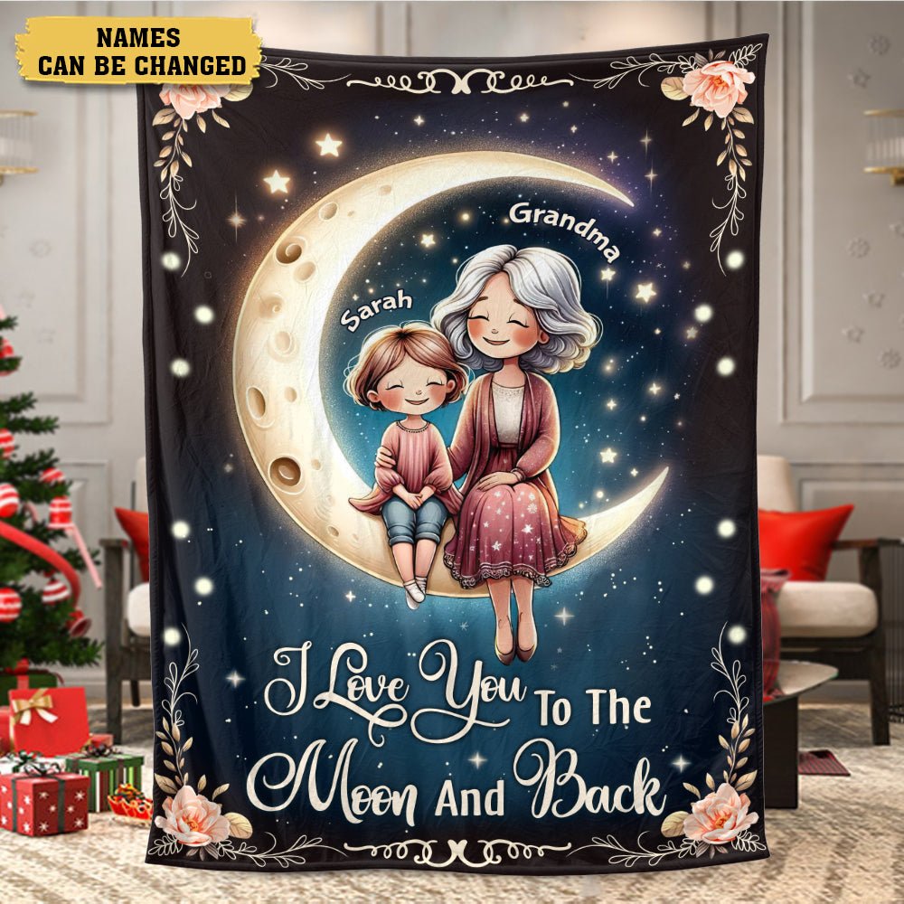 Grandma and Grandkid Custom Name - Personalized Blanket - Meaningful Gift For Birthday - Giftago
