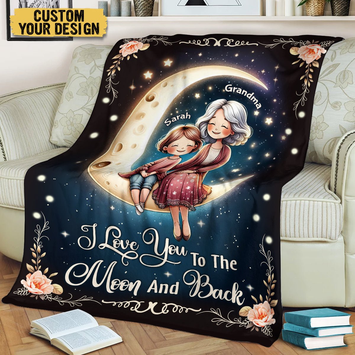 Grandma and Grandkid Custom Name - Personalized Blanket - Meaningful Gift For Birthday - Giftago