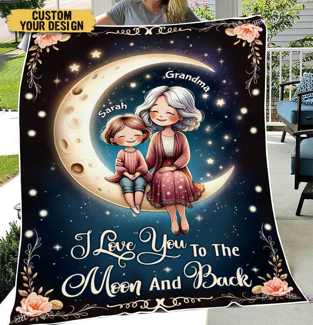 Grandma and Grandkid Custom Name - Personalized Blanket - Meaningful Gift For Birthday - Giftago