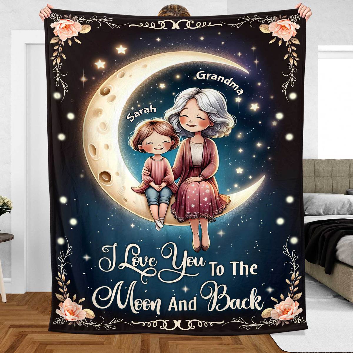 Grandma and Grandkid Custom Name - Personalized Blanket - Meaningful Gift For Birthday - Giftago