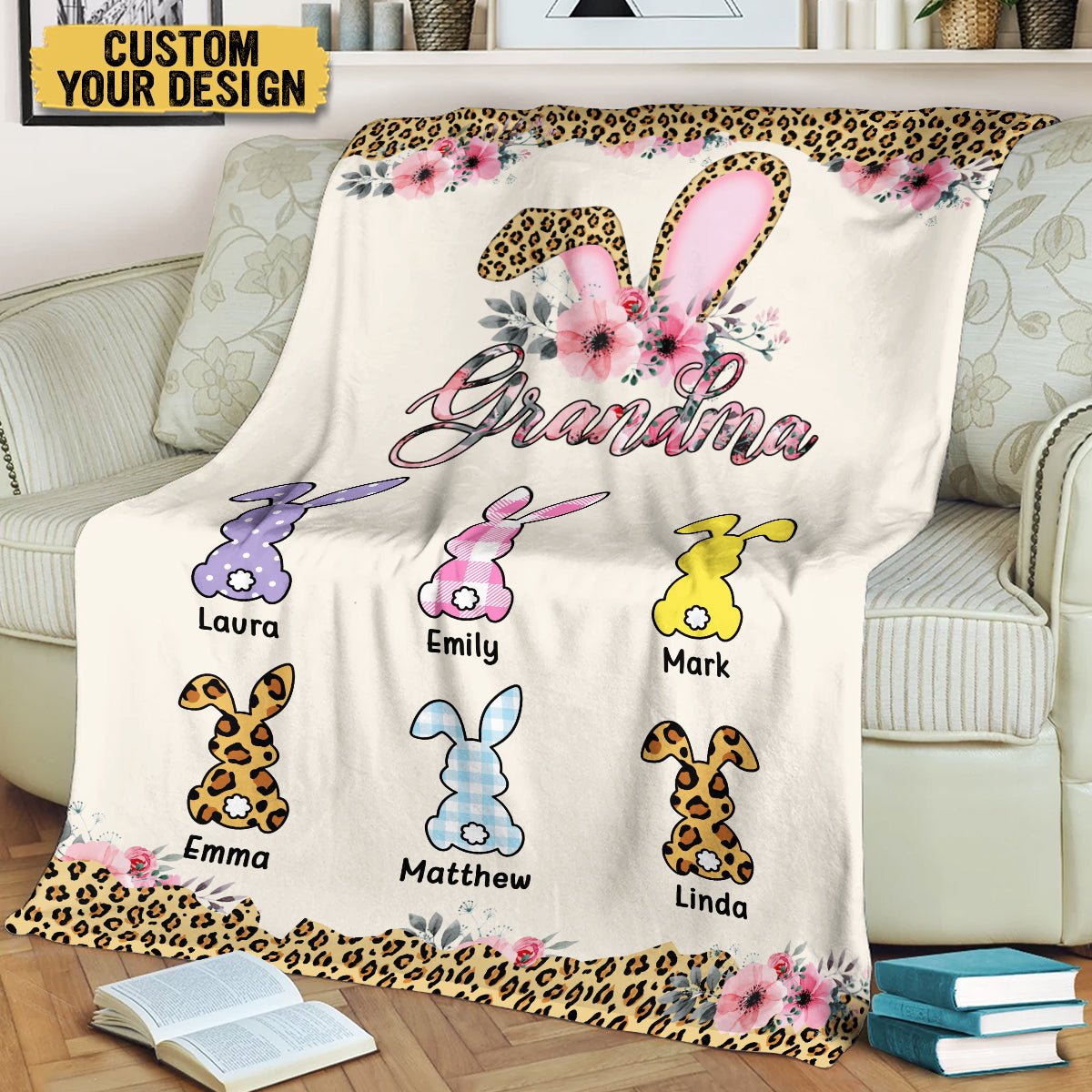 Grandma Bunny - Personalized Blanket - Best Gift For Mother, Grandma - Giftago